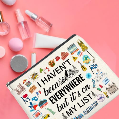 UPNEGE Travel Gifts Makeup Bag, Travelers Gifts for Women, Gifts for Women Who Like to Travel, Adventure I Haven't Been Everywhere But It's on My List Zipper Makeup Pouch - Image 5