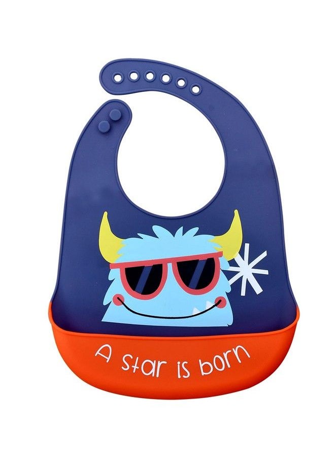 The Little Lookers Silicone Baby Feeding Bib For Kids Toddlers With Adjustable Strap Waterproof Easy To Wash Stain Proof ; Bpa Free Soft Material Bibs With Tray Food Catcher (03 Years) (Pack Of 1)  - Image 1