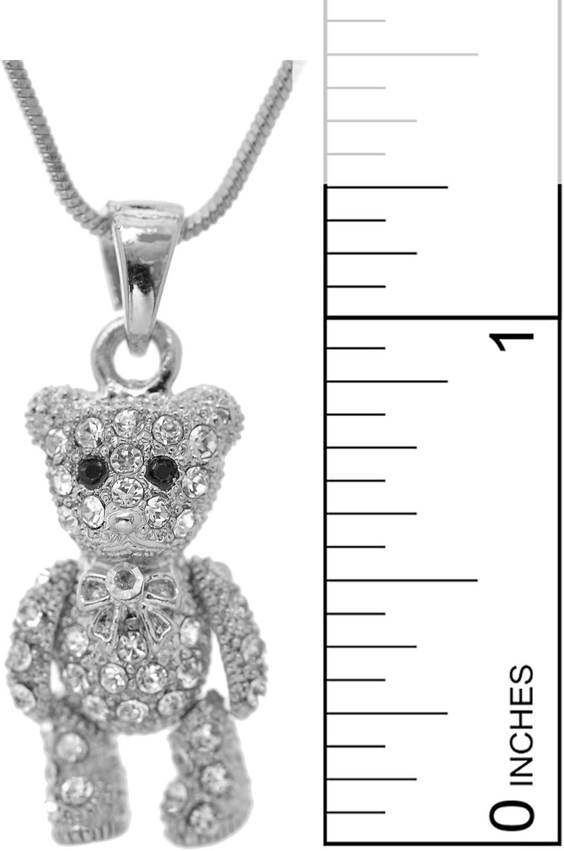 SpinningDaisy Crystals Silver Plated Movable Teddy Bear Necklace - Image 4