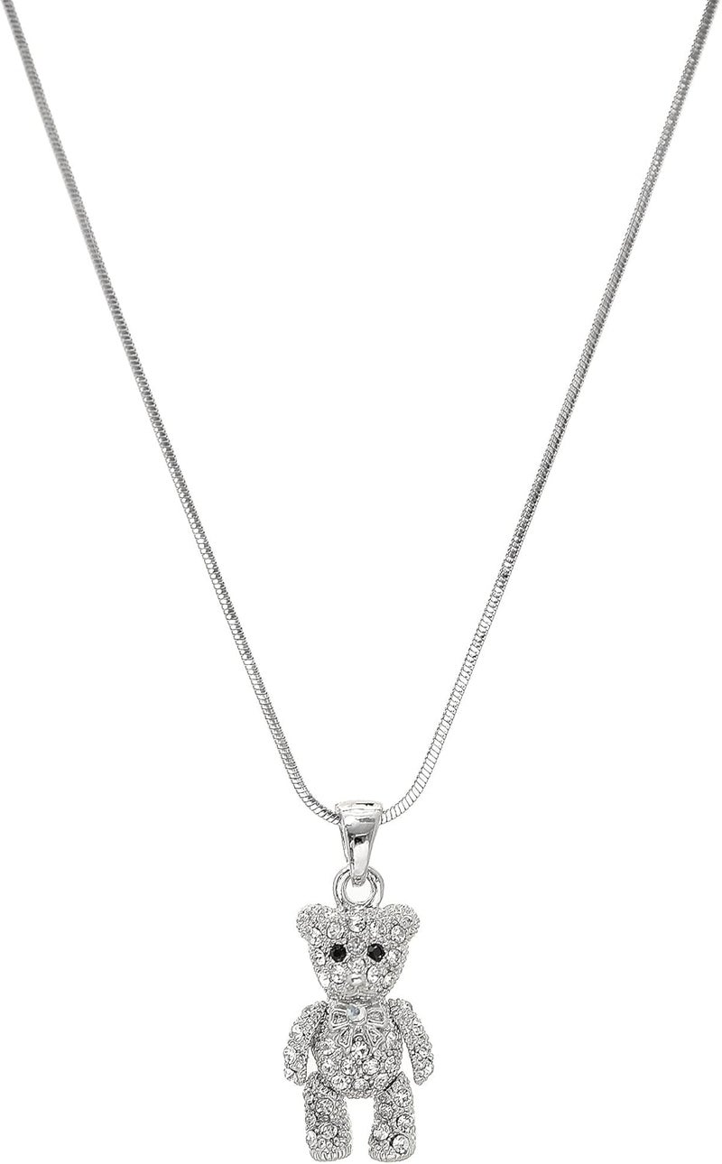 SpinningDaisy Crystals Silver Plated Movable Teddy Bear Necklace - Image 2