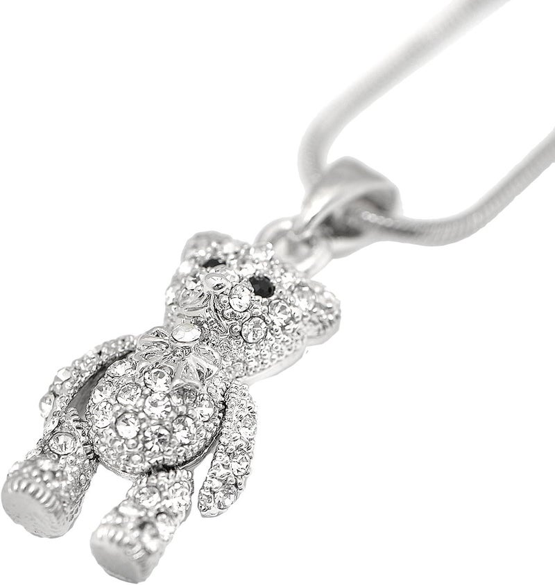 SpinningDaisy Crystals Silver Plated Movable Teddy Bear Necklace - Image 3