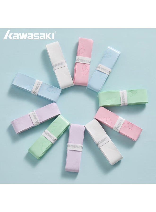 Kawasaki شريط قبضة كرة الريشة من كاواساكي، ناعم ومرن، لاصق، ماص للصدمات، غير قابل للانزلاق، ماص للعرق، مطاط حليب سحابي خفيف، وردي زهر الكرز (10 قطع) - Image 4