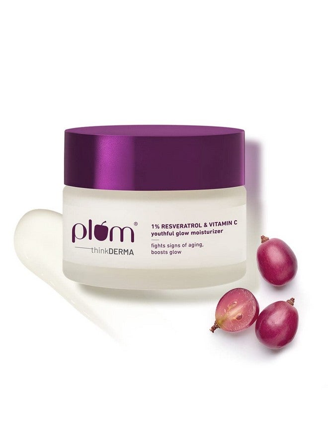 Plum 1% Resveratrol & Vitamin C Youthful Glow Moisturizer Cream | Fights Signs Of Ageing | Enhances Collagen Production | Boosts Glow | Lightweight & Quick-Absorbing | 100% Vegan | 50G - Image 1