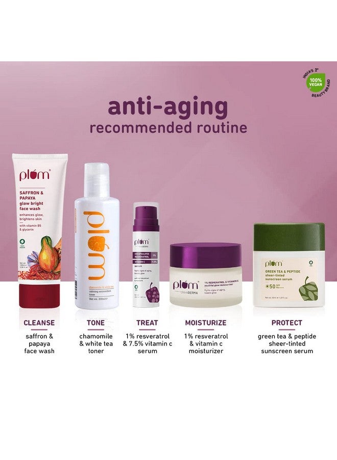 Plum 1% Resveratrol & Vitamin C Youthful Glow Moisturizer Cream | Fights Signs Of Ageing | Enhances Collagen Production | Boosts Glow | Lightweight & Quick-Absorbing | 100% Vegan | 50G - Image 3
