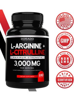 DORADO NUTRITION L Arginine L Citrulline 3000Mg Supplement 240 Capsules Nitric Oxide Pills For Men Stamina Endurance Performance For Workouts No Supplements For Men Gluten Free Nongmo Vegan Capsules  - Image 5
