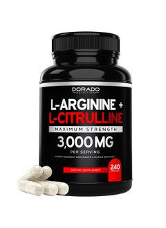 DORADO NUTRITION L Arginine L Citrulline 3000Mg Supplement 240 Capsules Nitric Oxide Pills For Men Stamina Endurance Performance For Workouts No Supplements For Men Gluten Free Nongmo Vegan Capsules  - Image 2
