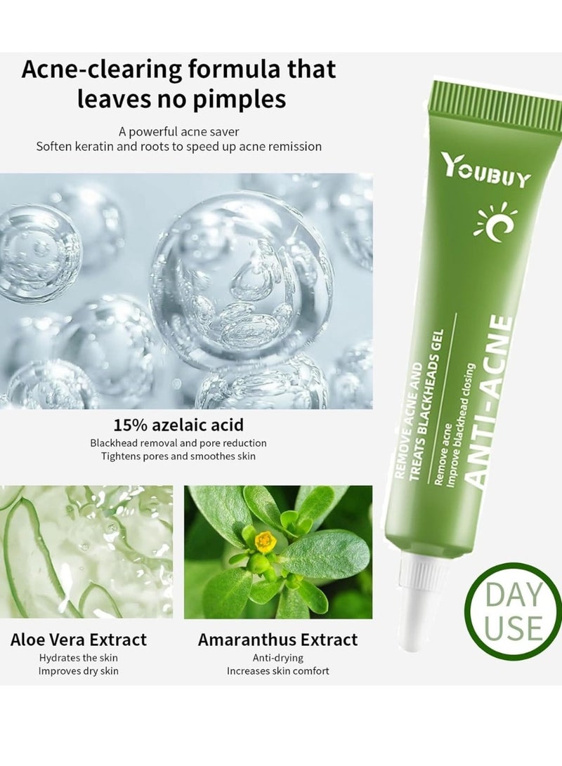 YOUBUY Anti Acne Remove Acne and Treats Blackheads Gel for Day Use Remove Acne Pimple and Treats Blackhead with Azelaic Acid Oil Control Shrink Pores Redness Relief Skin Lightening Scar Fade Cream Acne Remover Cream 20g - Image 5