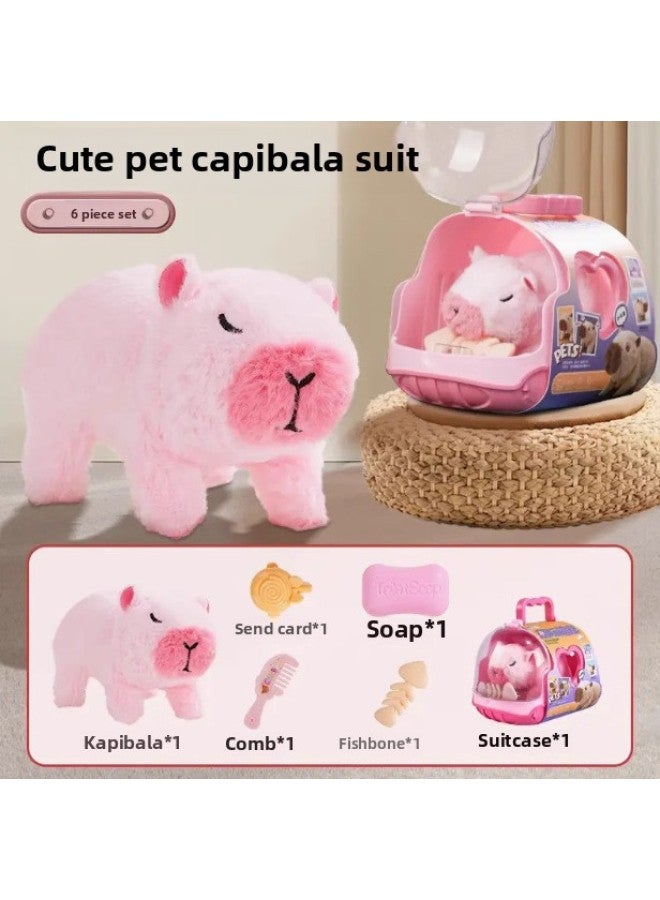 Children's Electric Simulation Small White Rabbit Will Call Girls Pet Doll Backpack Dog Gift Puzzle Plush Toy-Color:(pink) Cute Caribala Suit-Specifications:[Rechargeable Battery Set] Long-lasting Cycle Convenient  - Image 1