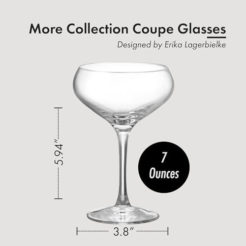 Orrefors More Coupe 7 Fl. Oz. Cocktail Glasses - Set of 4, Classic Cocktail Coupe Glasses - Kitchen & Dining Crystal Glassware, Versatile Serving for Champagne & Margaritas, Dishwasher Safe - Image 3