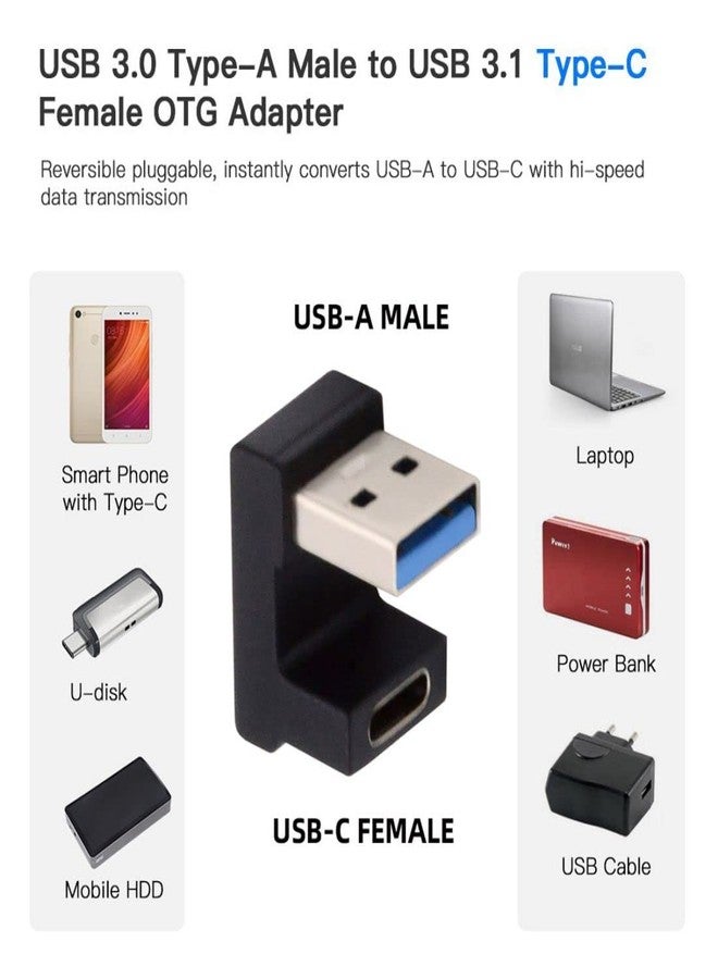 Chenyang USB C to USB Adapter,USB 3.1 Type C Female to USB 3.0 Type A Male Data OTG Power Adapter for Laptop Desktop U Shape Angled - Image 2