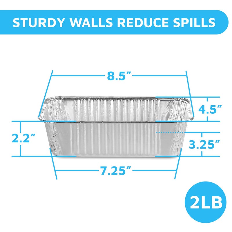Montopack Aluminum Disposable Loaf Pans | Deep Standard Size 8.5  X 4.5  Extra Thick Foil Bread Containers For Baking  Food Storage & Takeout | Eco-Friendly & Recyclable | Bulk 50-Pack 2 Pound Trays - Image 2