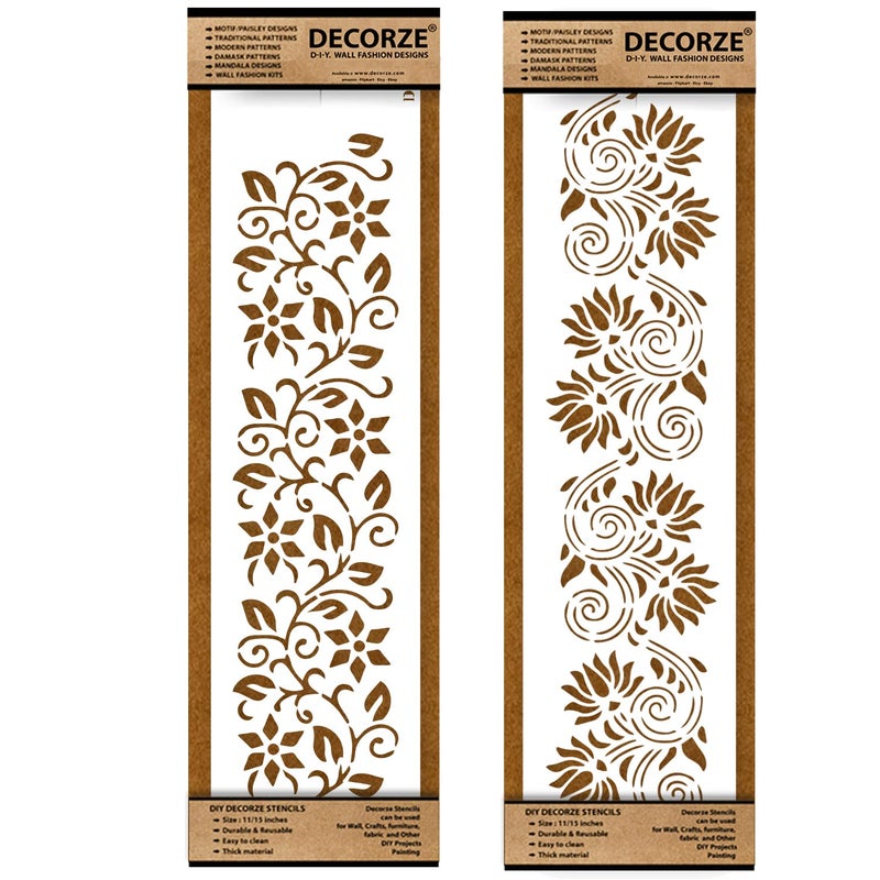 DECORZE Border Stencils for DIY Home Decor | Floral, Pattern & Wall Border Stencils for Painting Furniture & Art Projects DB-03-04 - Image 5