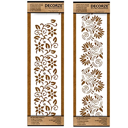 DECORZE Border Stencils for DIY Home Decor | Floral, Pattern & Wall Border Stencils for Painting Furniture & Art Projects DB-03-04 - Image 4