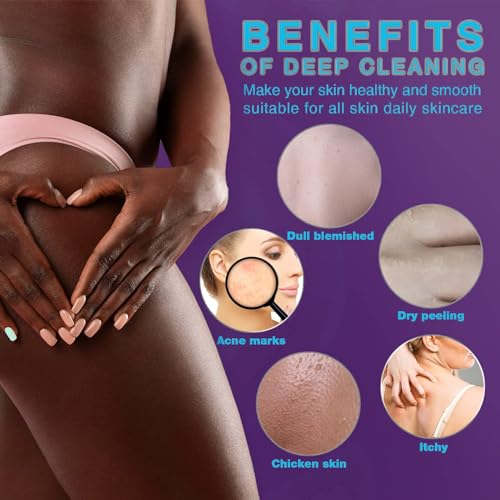 UJFQBH 3 Pieces African Bath Sponge African Net Long Net Bath Sponge Exfoliating Shower Body Scrubber Back Scrubber Skin Smoother,Great for Daily Use (Purple,Blue,Off-White) - Image 5