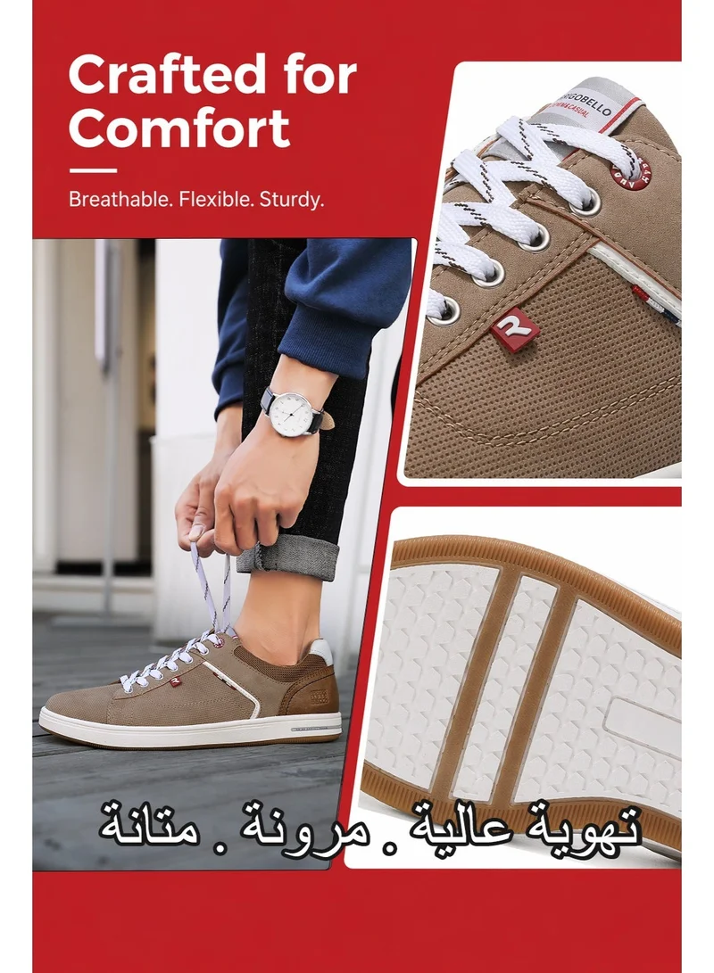 ARRIGO BELLO Khaki ARRIGO BELLO Men's Stylish Sneakers Low Top Casual Lace-up Shoes for Daily Wear for Men | Best Price UAE