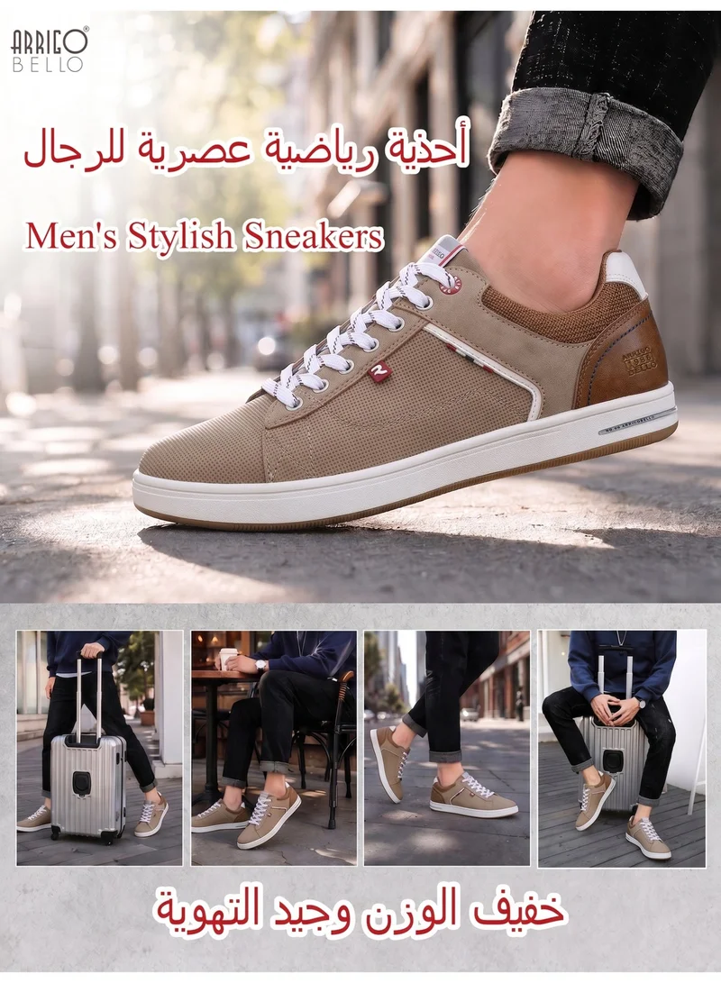 ARRIGO BELLO Khaki ARRIGO BELLO Men's Stylish Sneakers Low Top Casual Lace-up Shoes for Daily Wear for Men | Best Price UAE