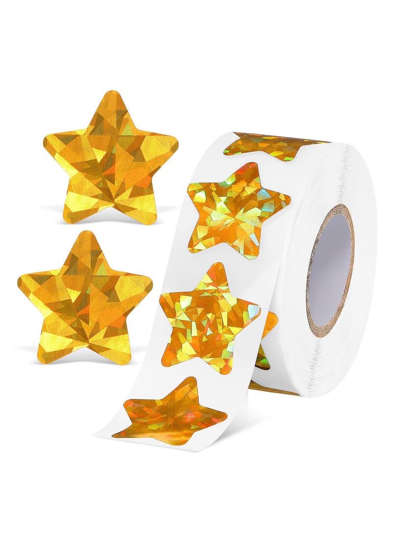 phomemo Reward Stickers for Kids, 500 PCS Foil Star Metallic Stickers Roll, 3.8cm Large Holographic Gold Star Stickers for Kids Reward, Classroom, Training Stickers - Image 2