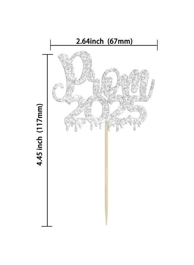 Ephlyn 24Pcs Prom 2025 Cupcake Toppers Glitter Prom 2025 Graduation Cupcake Picks Class of 2025 Cake Decorations for 2025 College Graduation Prom Party Decorations Silver - Image 2