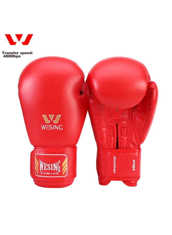 Nine Day Mountain Jiurishan Boxing Gloves, Adult Sanda Martial Arts Professional Gloves, Punching Bag Gloves, Training Equipment, Blue 10oz - Image 4