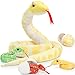 MorisMos Giant Snake Stuffed Animal Mommy with Babies Realistic Stuffed Snakes Plush Toy Long Boa Constrictor for Kids Girls Boys Halloween Yellow 80in - Image 4