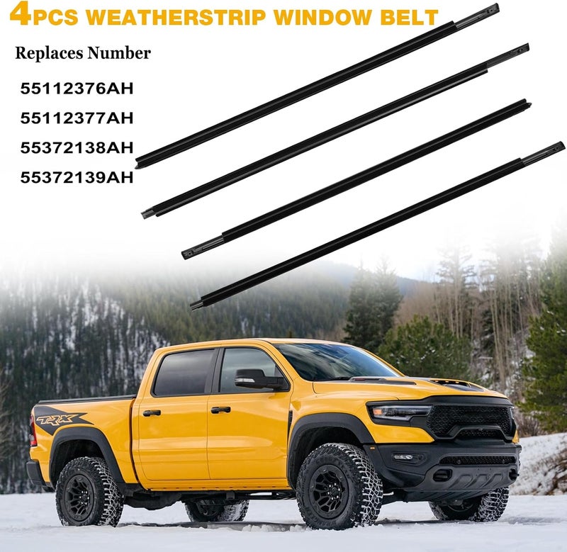 Gledewen 4 Pcs Weatherstrip Window Seal for Dodge Ram 1500 2500 3500 4500 5500 (2009-2021) - Image 3