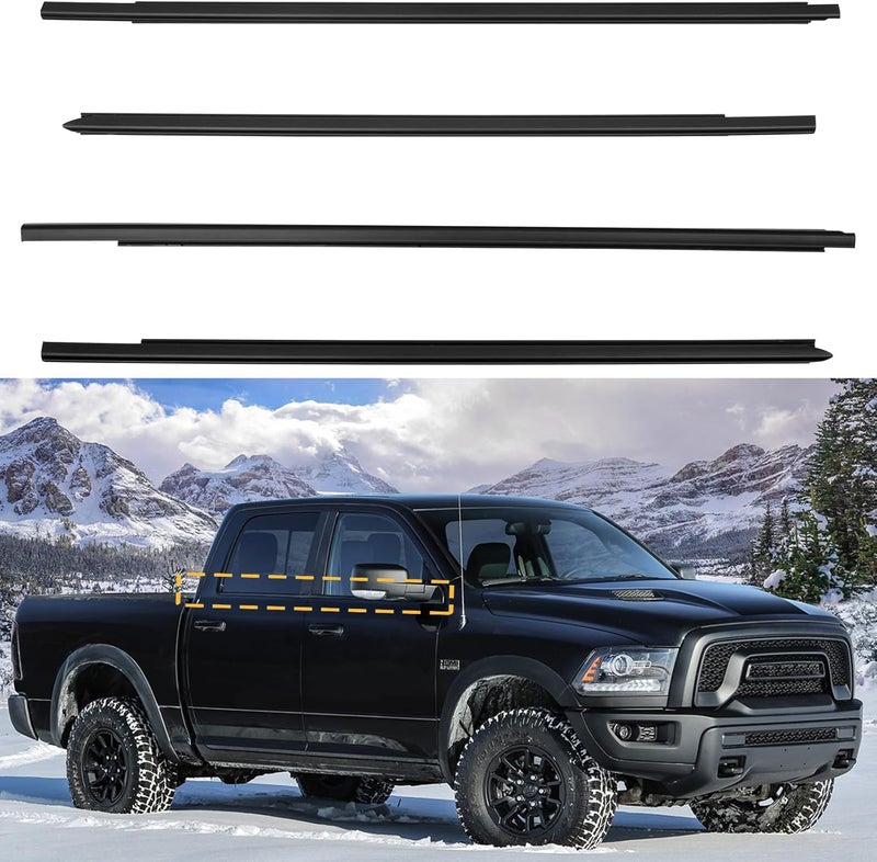 Gledewen 4 Pcs Weatherstrip Window Seal for Dodge Ram 1500 2500 3500 4500 5500 (2009-2021) - Image 1