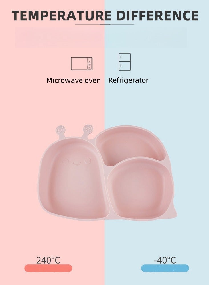 7PCS Baby Cutlery Sets, High Quality Food Grade Silicone Baby Feeding Set, Non-slip Children Feeding Tableware Dishes Kids Gift(Contains Suction plate + Silicone fork + Silicone spoon + suction bowl + bib + cup + two cup lids) Pink - Image 2