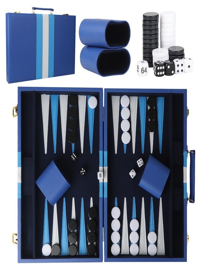 Froggod 15 inch Backgammon Sets for Adults - Classic Board Game for Adults - Portable Travel Backgammon Set for 2 Players - Perfect Adult Board Games for Gifts & Family Fun(Vivid Blue) - Image 1