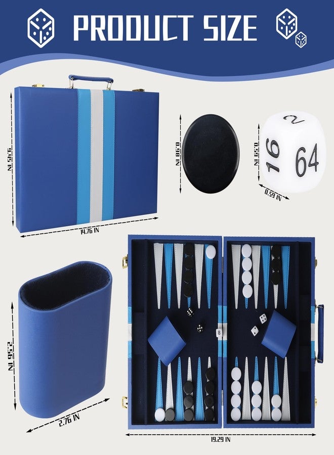 Froggod 15 inch Backgammon Sets for Adults - Classic Board Game for Adults - Portable Travel Backgammon Set for 2 Players - Perfect Adult Board Games for Gifts & Family Fun(Vivid Blue) - Image 2