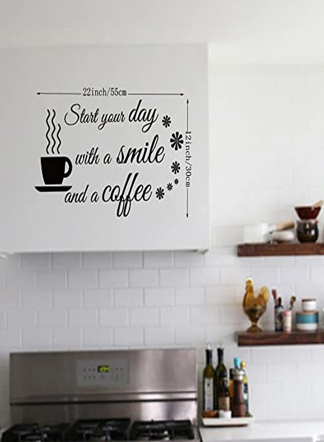 Fencosyn Start Your Day with a Smile and a Coffee Home Art Wall Decal Stickers Removable Décor for Kitchen Coffee Bar School Office - Image 2