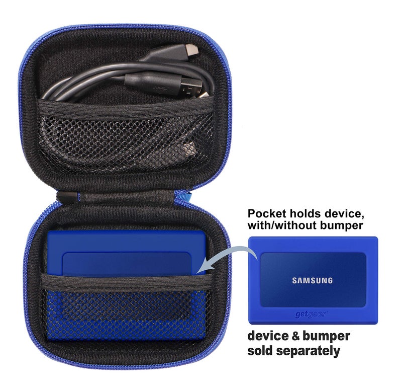 getgear Handy Case for Samsung T7 Touch Portable SSD, T5, Card Reader, USB Hub, Type C Hub, HD Hub, Mesh Pockets, Wrist Strap - Image 3