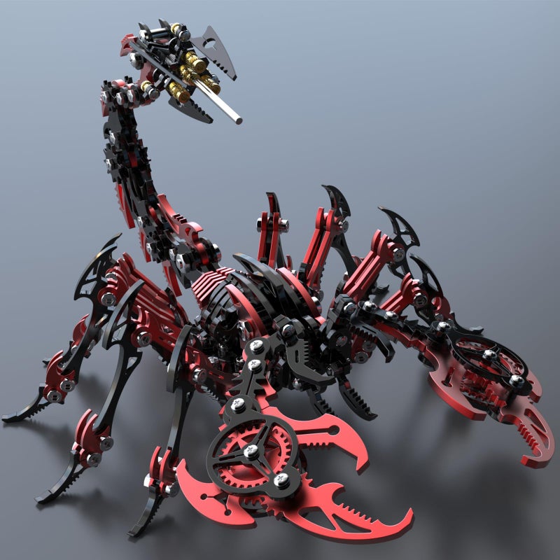 Metalkitor Scorpion 3D Metal Puzzles Kits for Adults Teens 454 Pcs Mechanical Assembly Models 4 Hours to Build Ideal for Gifts and Decorations Red and Black - Image 3