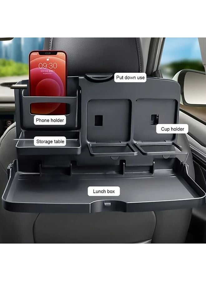 1pc Car Back Seat Organizer Foldable Tray Cup Holders Phone Slot ABS Material Storage - Image 3