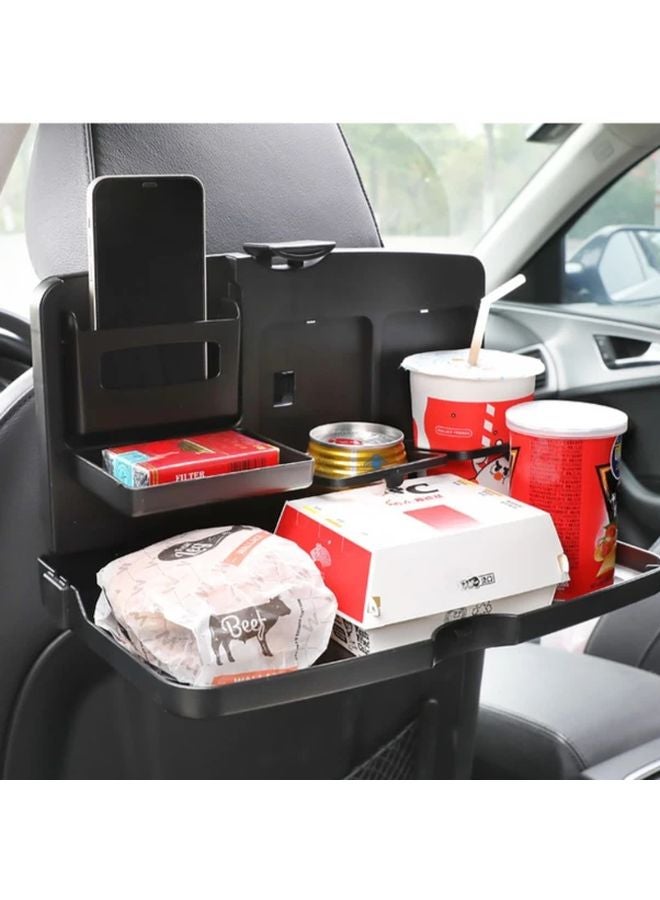 1pc Car Back Seat Organizer Foldable Tray Cup Holders Phone Slot ABS Material Storage - Image 4