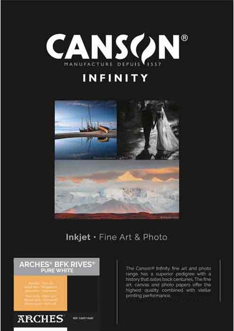 Canson Infinity Arches BFK Rives Soft Textured Pure White Matte Inkjet Paper 310gsm 85x11 25 Sheets - Image 1