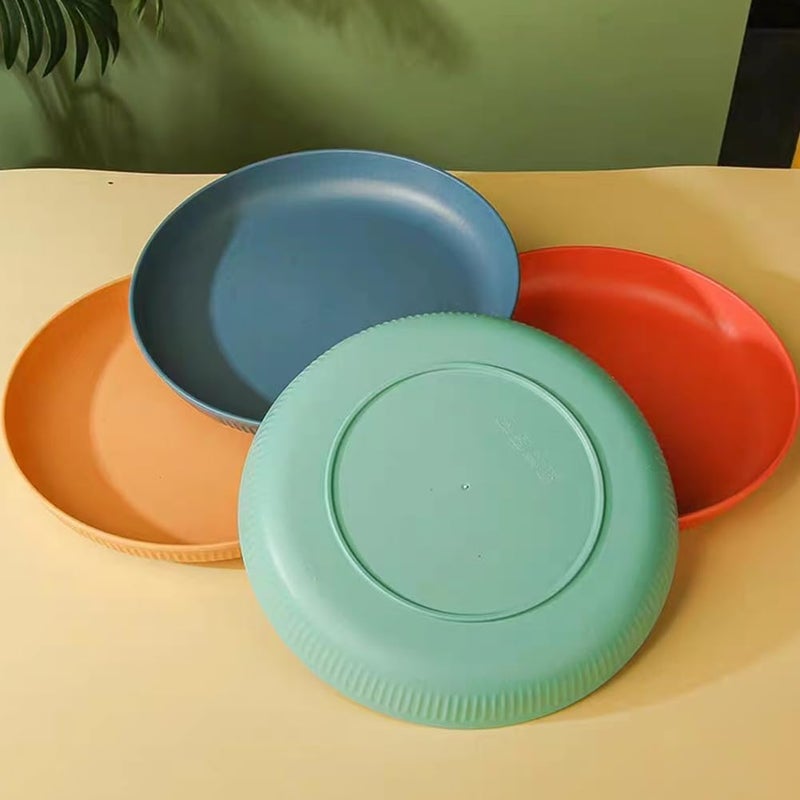 Vortipu Dinner Plates Set of 4 9 Inch Plastic Plates Reusable Wheat Straw Plates Dishwasher Microwave Safe Lightweight Salad Plates for CampingKitchen - Image 3