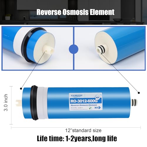 YKMGON 3012-600 GPD Universal Reverse Osmosis RO Membrane Element，3.0"x12" Replacement Water Filter,for Under Sink Home Drinking RO Water Purifier System - Image 2