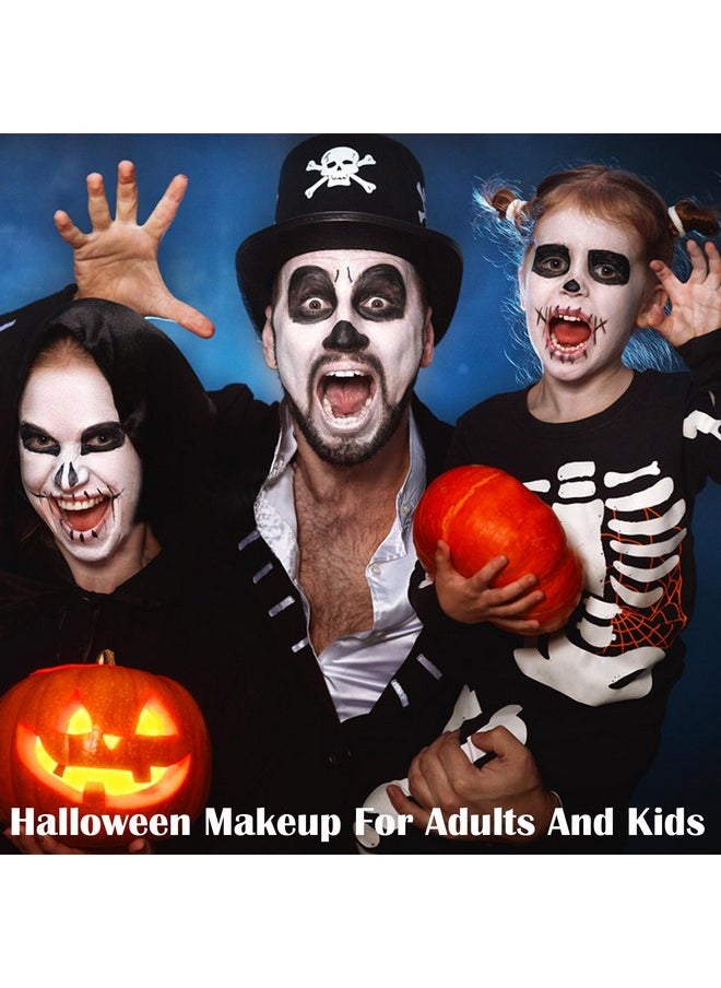 MEICOLY MEICOLY Black White Face Body Paint Stick Set with Sponges and Setting Powder,Face Paint Stick for Adults and Kids,Clown White Makeup,Face Painting for Halloween SFX Skull Zombie Skeleton Goth Makeup  - Image 3