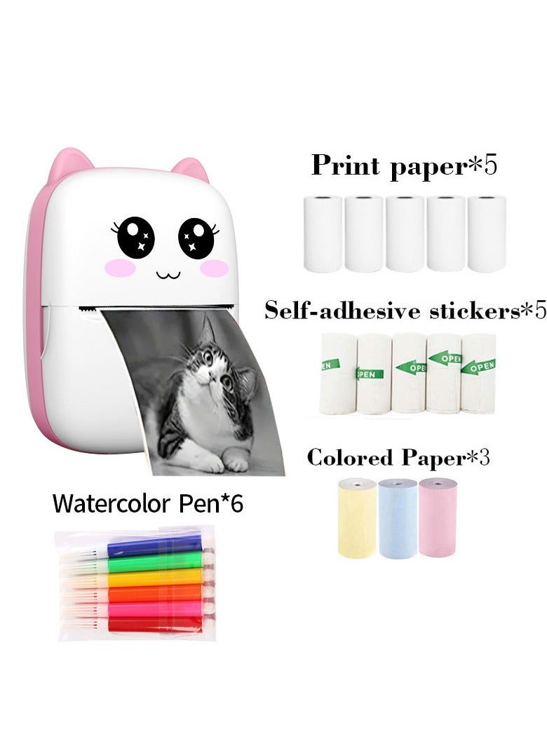 Portable Printer, Mini Pocket Wireless Bluetooth Thermal Printers with 13 Rolls Paper for Android iOS Smartphone, BT Inkless Printing Gift for Label Receipt Photo Notes Study Home Office  - Image 2