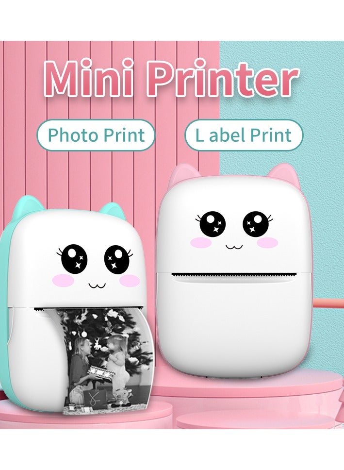 Portable Printer, Mini Pocket Wireless Bluetooth Thermal Printers with 13 Rolls Paper for Android iOS Smartphone, BT Inkless Printing Gift for Label Receipt Photo Notes Study Home Office  - Image 3
