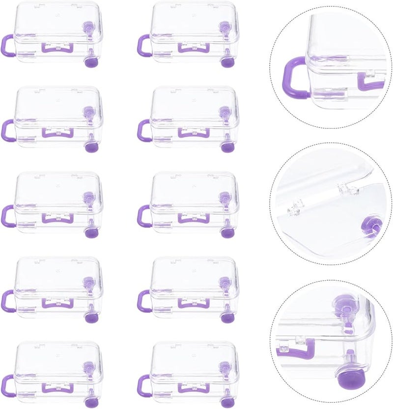 علب حلوى شفافة أرجوانية صغيرة على شكل حقيبة 12 قطعة لتخزين هدايا حفلات الزفاف - Image 3