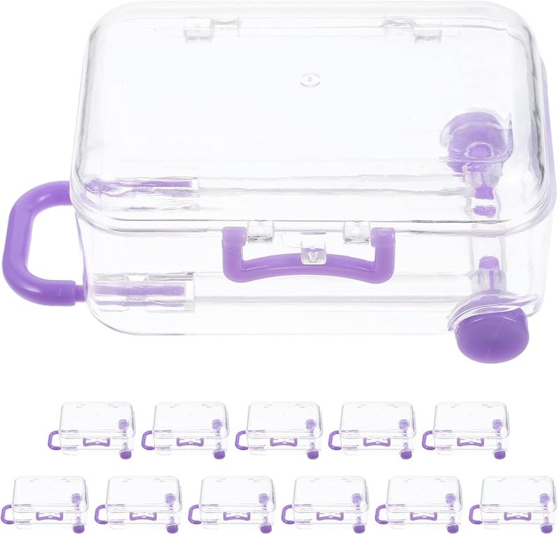 علب حلوى شفافة أرجوانية صغيرة على شكل حقيبة 12 قطعة لتخزين هدايا حفلات الزفاف - Image 1