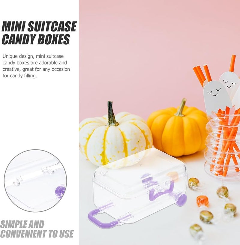 علب حلوى شفافة أرجوانية صغيرة على شكل حقيبة 12 قطعة لتخزين هدايا حفلات الزفاف - Image 5