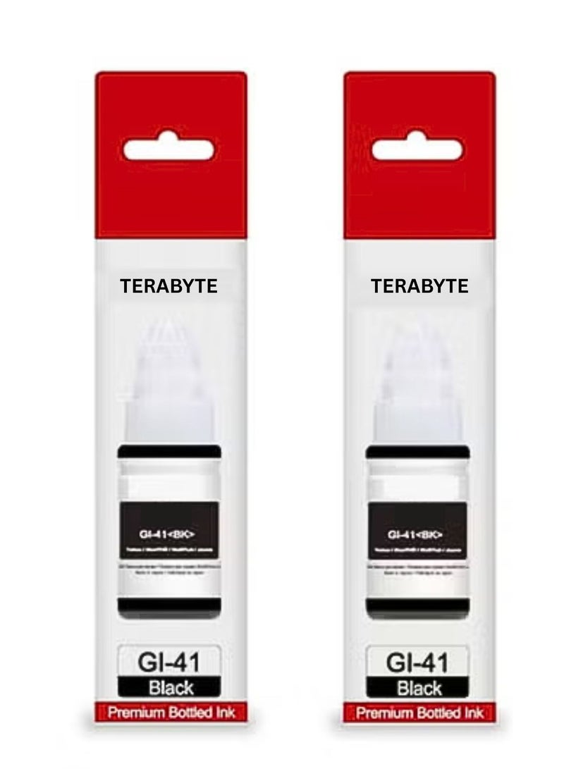 Terabyte GI-41 Black Ink bottle Set 2-Pack High Capacity 135ml for Canon GI-41 GI 41 Compatible for CANON PIXMA G1420 G2420 G2460 G3420 G3460 Printer, Prints Up to 8,000 Pages(Pigment Black，2 Packs) - Image 1