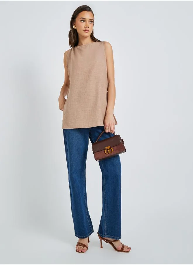 Styli Styli Longline Sleeveless Top with Side Slit