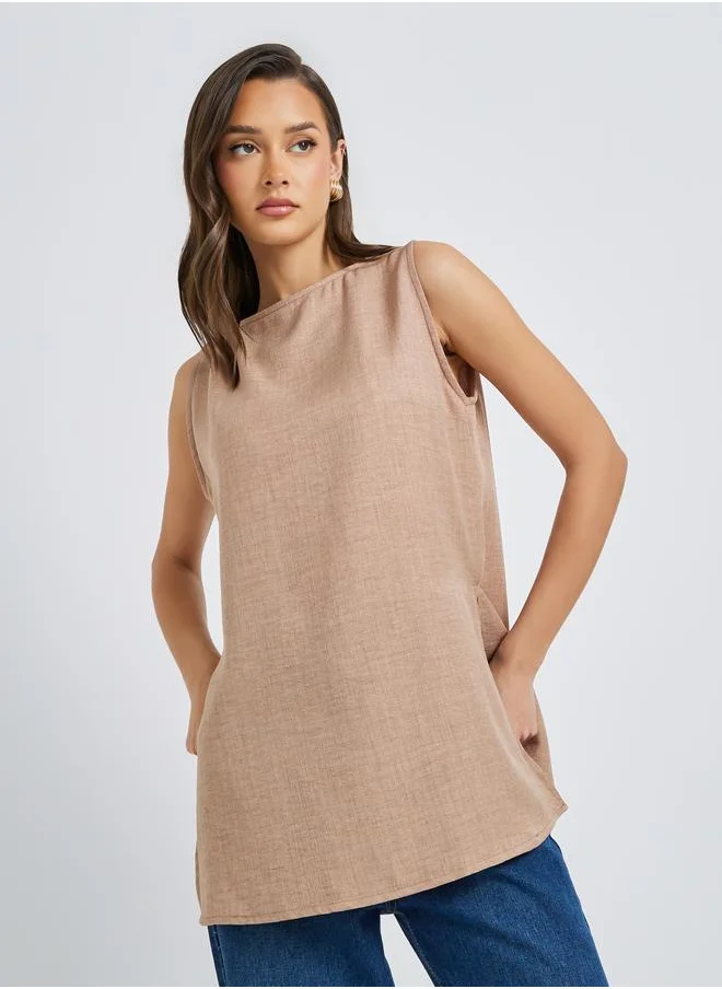 Styli Styli Longline Sleeveless Top with Side Slit