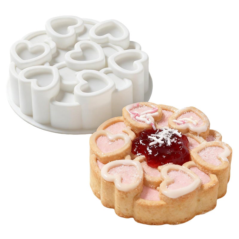 Ceoyiler Silicone Heart Shaped Cake Pans 7 Inch Silicone Bundt Cake Pan, Nonstick Heart Cake Molds for Baking - Image 1