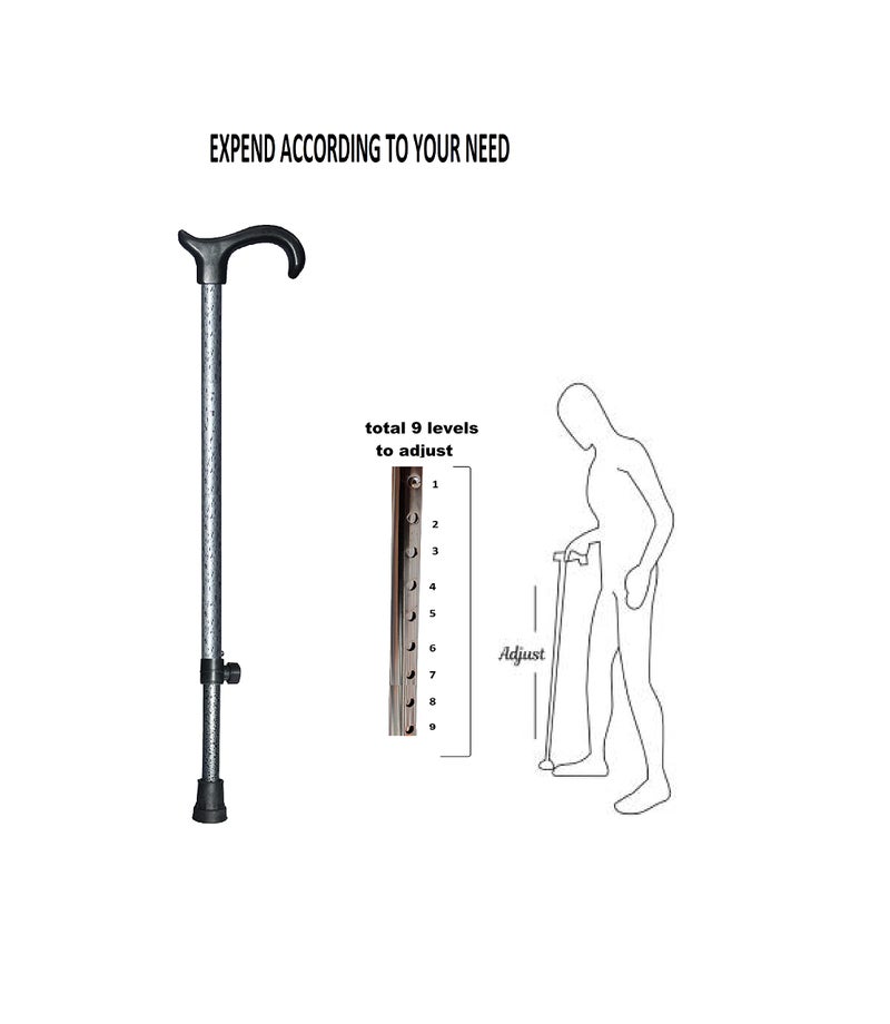 KDS SURGICAL 1 Leg Antique Silver Height Adjustable Walking Stick - Image 5