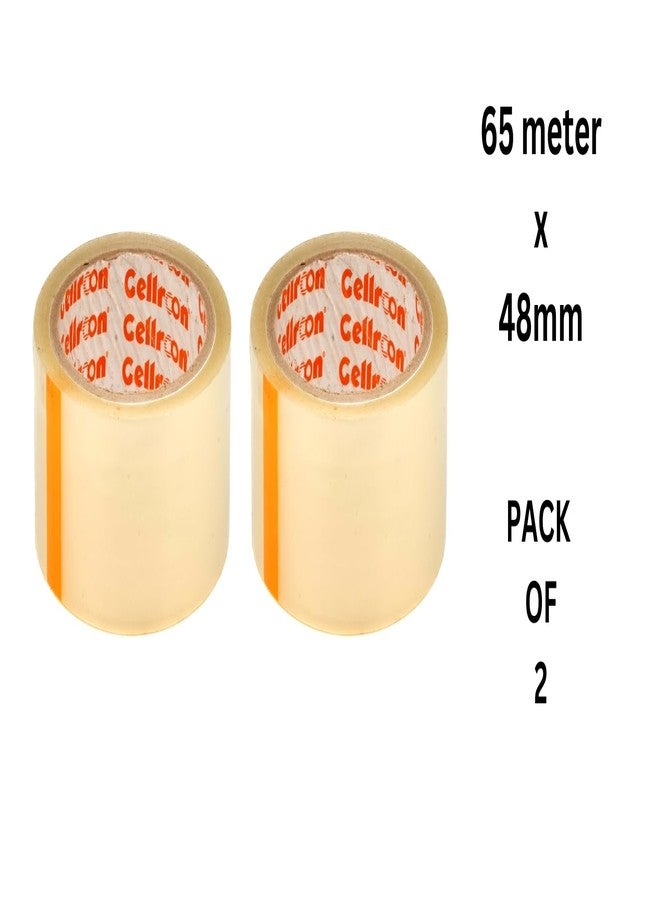 Cellroon Transparent Cello Tape - 65 Meters in Length - 48mm / 2" Width - 2 Rolls Per Pack - BOPP Industrial Packaging Tape for E-Commerce Box Packing - Image 2