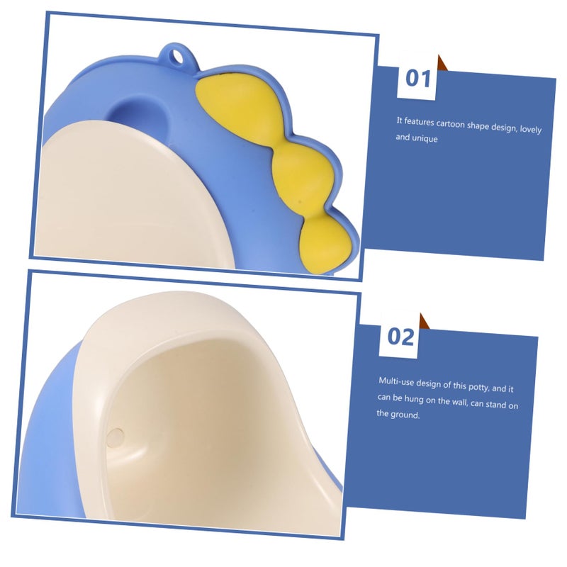 Blue Cartoon Dinosaur Wall Mount Potty Training Urinal for Boys and Girls - Image 4